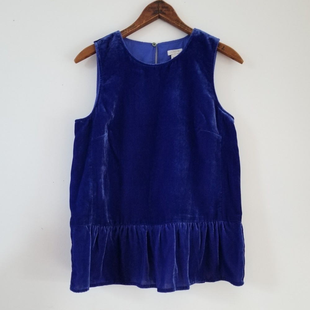 J. Crew Velvet Royal Blue Peplum Top - Picture 2 of 8